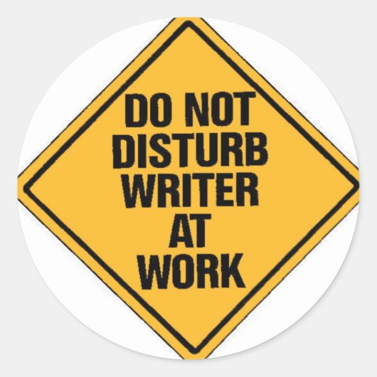Storing schrijver op het werk niet ronde sticker (Voorkant)