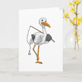 Stork als Fisher met Geviste staaf Kaart (Gele Bloem)