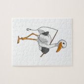 Stork als Fisher met Geviste staaf Legpuzzel (Horizontaal)