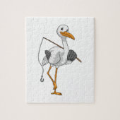 Stork als Fisher met Geviste staaf Legpuzzel (Verticaal)