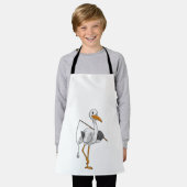 Stork als Fisher met Geviste staaf Schort (Gedragen)