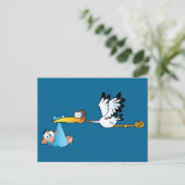 Stork and Baby Boy Briefkaart (Staand voorkant)