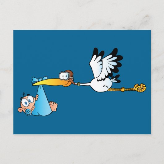 Stork and Baby Boy Briefkaart (Voorkant)