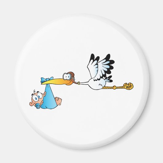 Stork and Baby Boy Magneet (Voorkant)