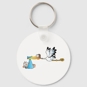 Stork and Baby Boy Sleutelhanger