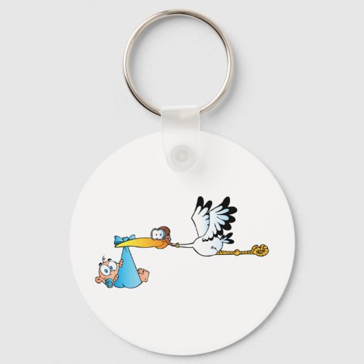 Stork and Baby Boy Sleutelhanger (Voorkant)