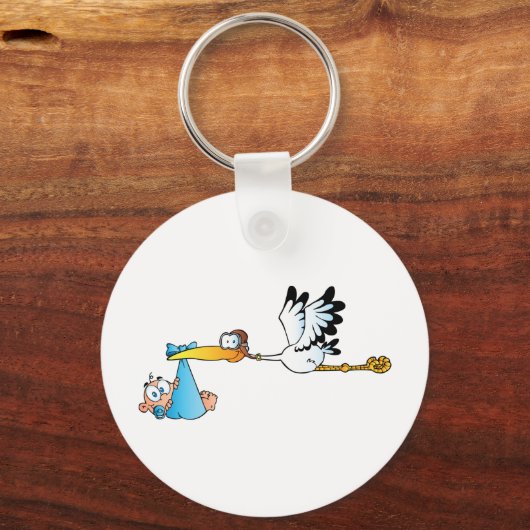 Stork and Baby Boy Sleutelhanger (Voorkant)