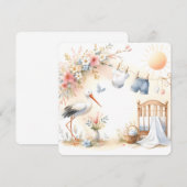 Stork and Baby Clothes Soft Pastel Baby Background Kaart (Voorkant / Achterkant)
