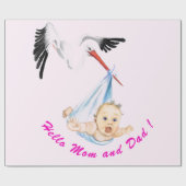Stork and Baby Funny Wrapping Paper - Aangepaste t Cadeaupapier (Vlak)