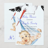 Stork and Baby shower Invitation voorbeeld (Voorkant / Achterkant)