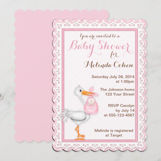 Stork and Eyelet Lace Kaart (Voorkant / Achterkant)