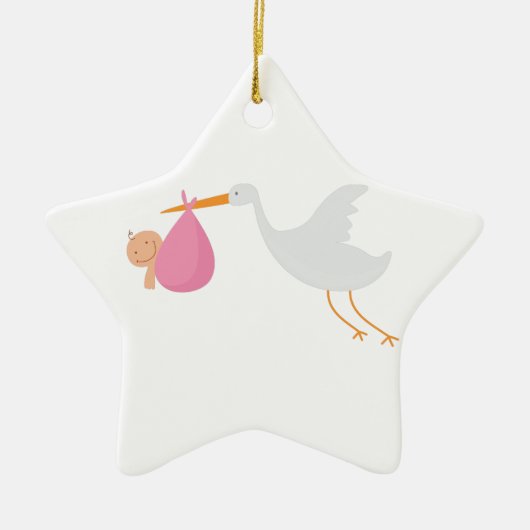 Stork Arrival Keramisch Ornament (Voorkant)