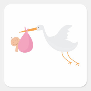 Stork Arrival Vierkante Sticker