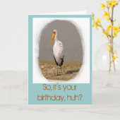 Stork Art Birthday Kaart (in aqua) (Gele Bloem)