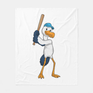 Stork at Baseball Fleece Deken