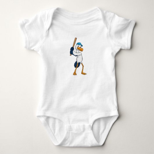 Stork at Baseball Romper (Voorkant)