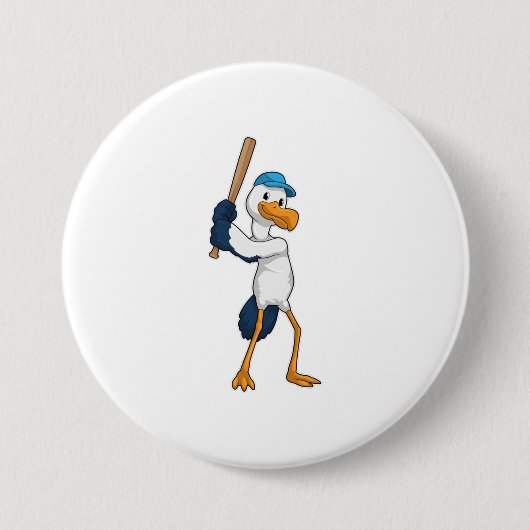Stork at Baseball Ronde Button 7,6 Cm (Voorkant)