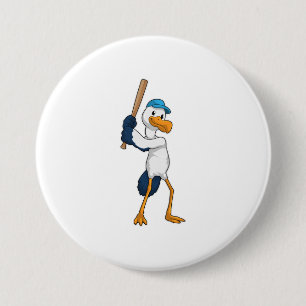 Stork at Baseball Ronde Button 7,6 Cm