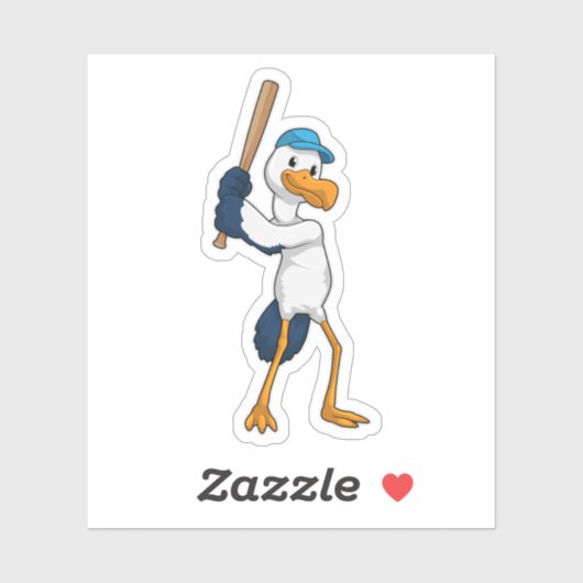 Stork at Baseball Sticker (Vel)
