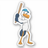 Stork at Baseball Sticker (Voorkant)