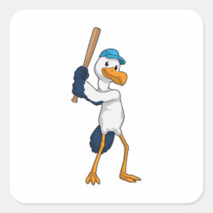 Stork at Baseball Vierkante Sticker