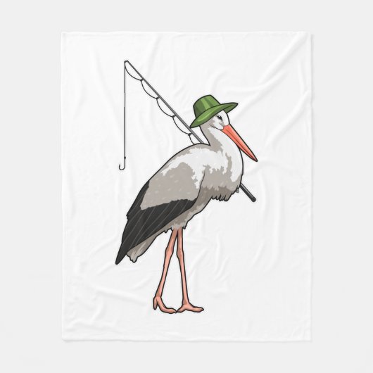 Stork at Fishing with Fishing rod Fleece Deken (Voorkant)