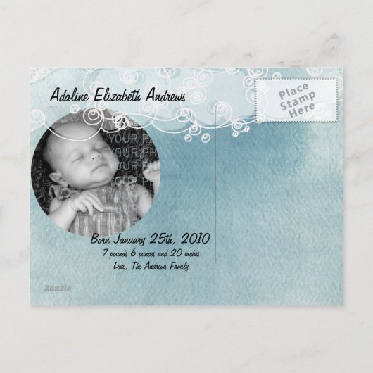 Stork Baby aankondiging (Achterkant)