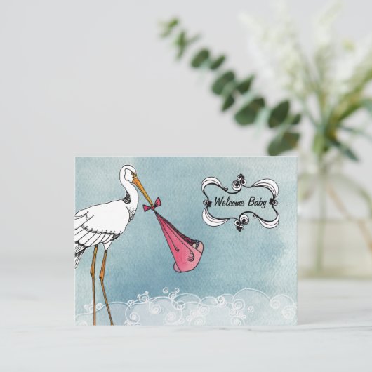 Stork Baby aankondiging (Staand voorkant)