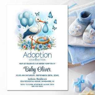 Stork Baby Boy Adoption Baby shower Kaart