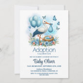Stork Baby Boy Adoption Baby shower Kaart (Voorkant)