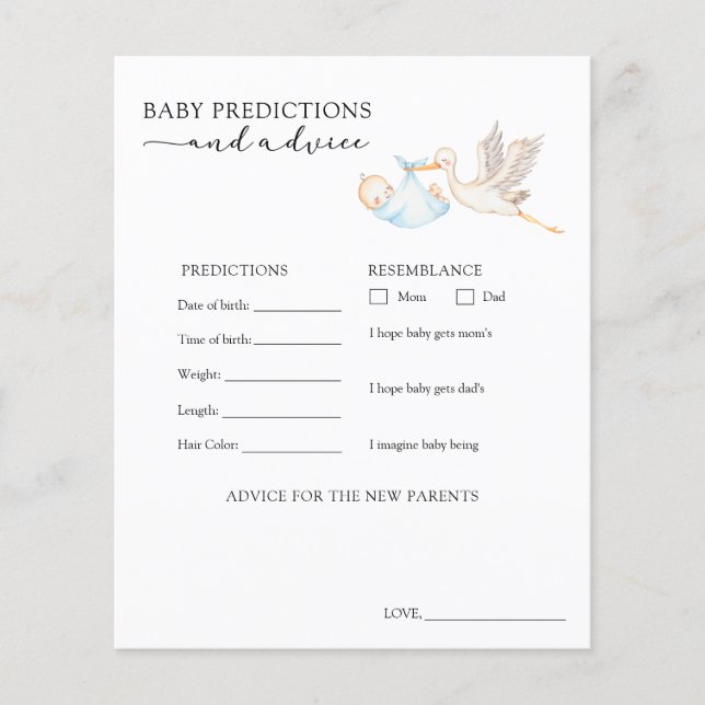 Stork Baby Boy Advies en Voorspellingen (Voorkant)