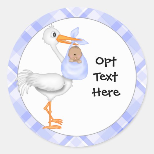 Stork & Baby Boy met Donkere Stickers van de Huid (Voorkant)
