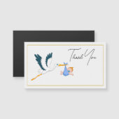 Stork Baby Boy met Elegant Script Bedankt (Voorkant / Achterkant)