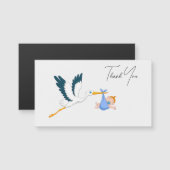 Stork Baby Boy met Elegant Script Bedankt (Voorkant / Achterkant)