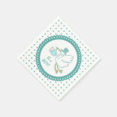 Stork, baby boy, polka dots Party Servetten (Hoek)