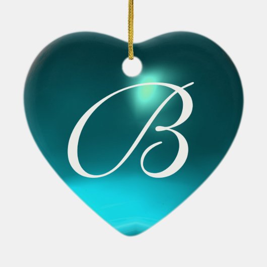 STORK BABY BOY SHOWER 2 MONOGRAM Blue Aquamarine Keramisch Ornament (Achterkant)