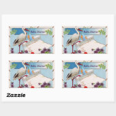 STORK BABY BOY SHOWER 2 RECHTHOEKIGE STICKER (Vel)