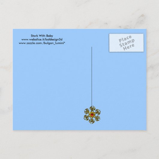 STORK BABY BOY SHOWER 2 UITNODIGING BRIEFKAART (Achterkant)