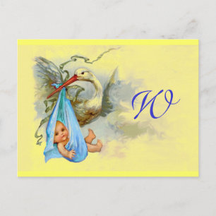 STORK BABY BOY SHOWER 2 UITNODIGING BRIEFKAART