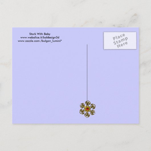 STORK BABY BOY SHOWER 2 UITNODIGING BRIEFKAART (Achterkant)