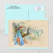 STORK BABY BOY SHOWER 2 UITNODIGING BRIEFKAART (Voorkant / Achterkant)