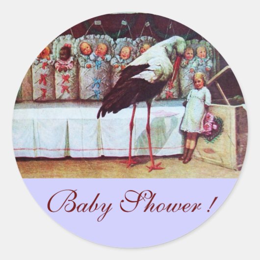 STORK BABY BOY SHOWER 3 blue Ronde Sticker (Voorkant)