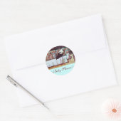 STORK BABY BOY SHOWER 3 blue Ronde Sticker (Envelop)