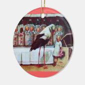 STORK BABY BOY SHOWER 3 MONOGRAM Red Ruby Keramisch Ornament (Links)