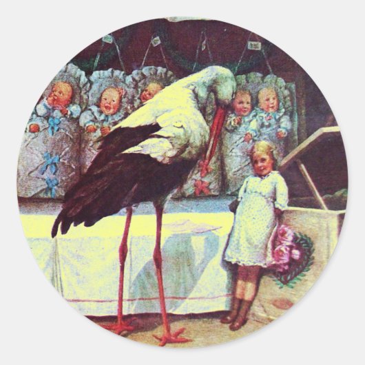 STORK BABY BOY SHOWER 3 RONDE STICKER (Voorkant)