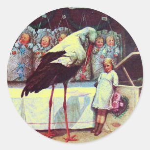 STORK BABY BOY SHOWER 3 RONDE STICKER