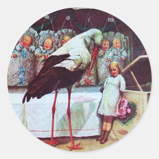 STORK BABY BOY SHOWER 3 RONDE STICKER (Voorkant)