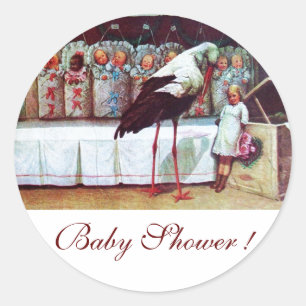STORK BABY BOY SHOWER 3 white Ronde Sticker