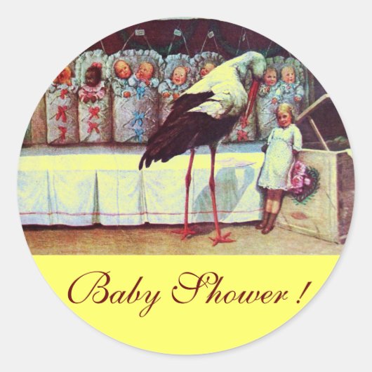 STORK BABY BOY SHOWER 3 yellow Ronde Sticker (Voorkant)