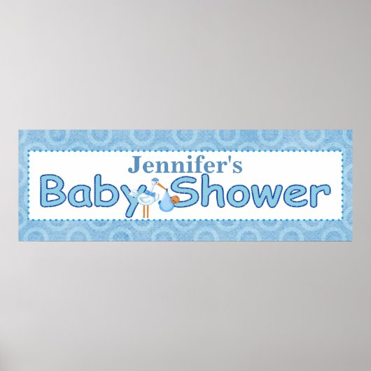 Stork Baby Boy Shower Banner Poster (Voorkant)